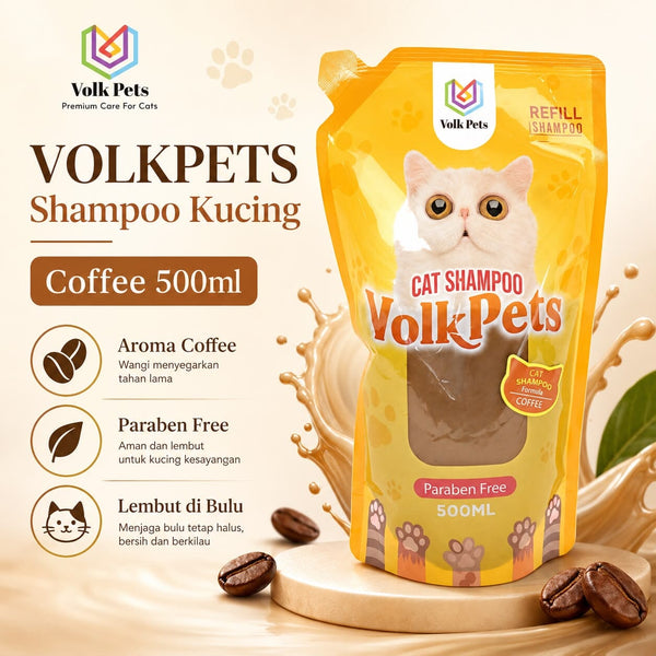 VOLKPETS Shampoo Kucing Cat Shampoo Refill Coffee 500ml no type Tidak ada merek 
