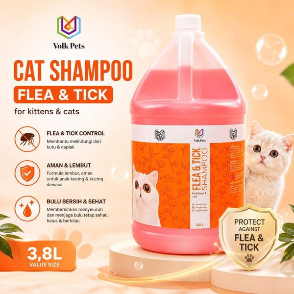 VOLKPETS Shamppo Kucing Cat Shampoo Flea and Tick 3,8L no type Tidak ada merek 