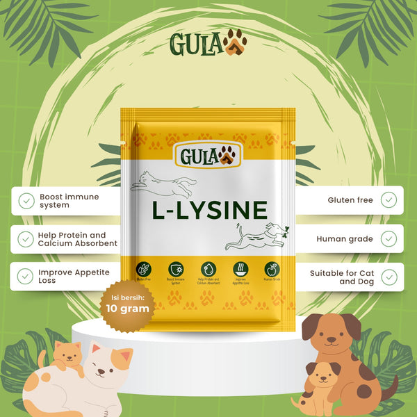 GULAPAWS Vitamin Kucing Anjing  L-Lysine Immune and Metabolism Support Travel 10gr