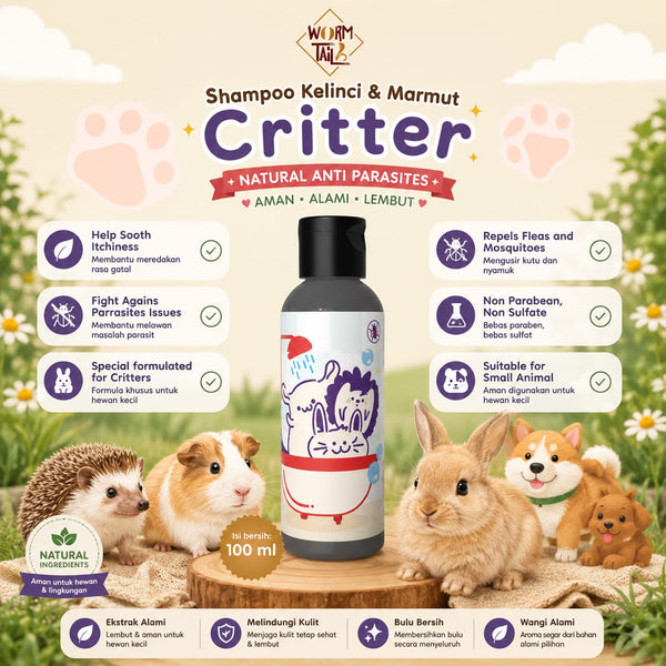 WORMTAIL Shampoo Kelinci Marmut Critter Natural Anti Parasites 100ml