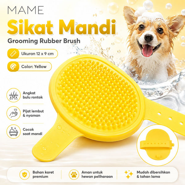 MAME Sikat Mandi Grooming Rubber Brush Yellow 12x9cm