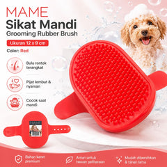 MAME Sikat Mandi Grooming Rubber Brush Red 12x9cm