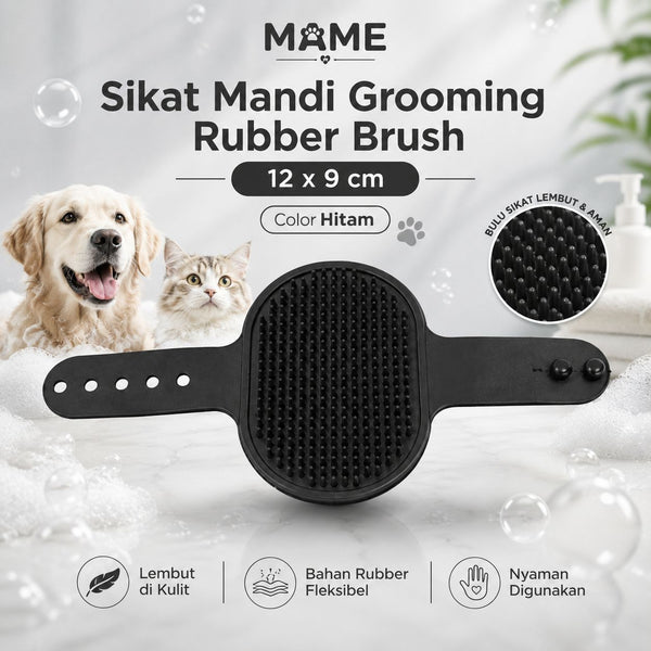 MAME Sikat Mandi Grooming Rubber Brush Black 12x9cm