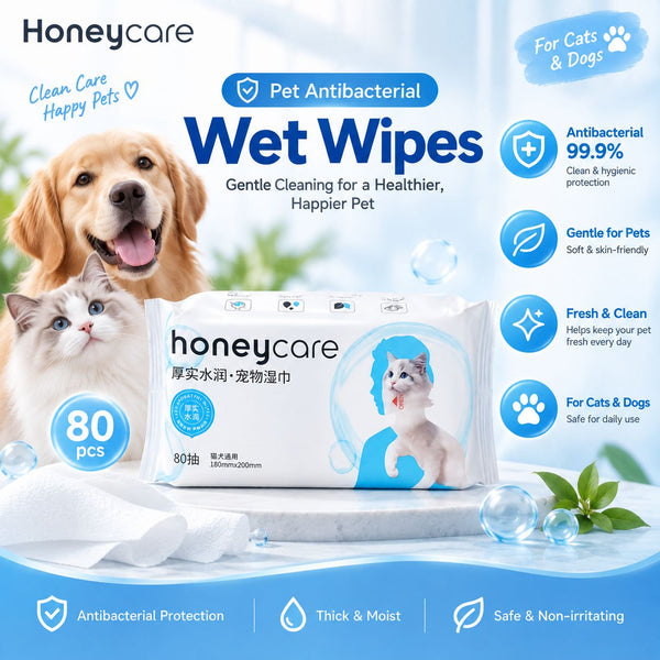 HONEYCARE Tisu Basah Pet Antibacterial Wet Wipes 80pcs