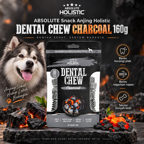 ABSOLUTE Snack Anjing Holistic Dental Chew Charcoal 160g
