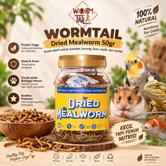 WORMTAIL Ulat Hongkong Kering Dried Mealworm 50gr