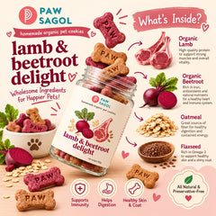 PAWSAGOL Snack Anjing Homemade Cookies Lamb Beetroot 80gr