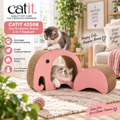 CATIT 42508 Mainan Kucing Zoo Scratcher Board 2in1 Elephant