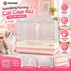 DAYANG Kandang Kucing Cat Cage R62 Pink 74x52x64cm