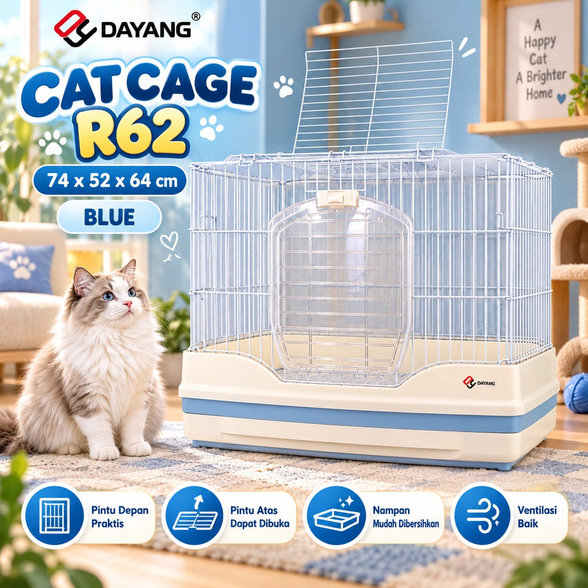 DAYANG Kandang Kucing Cat Cage R62 Blue 74x52x64cm