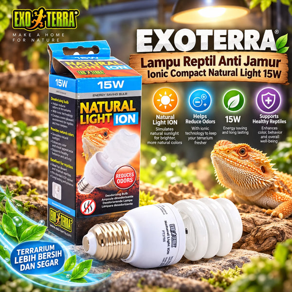 EXOTERRA Lampu Reptil Anti Jamur Ionic Compact Natural Light 15W