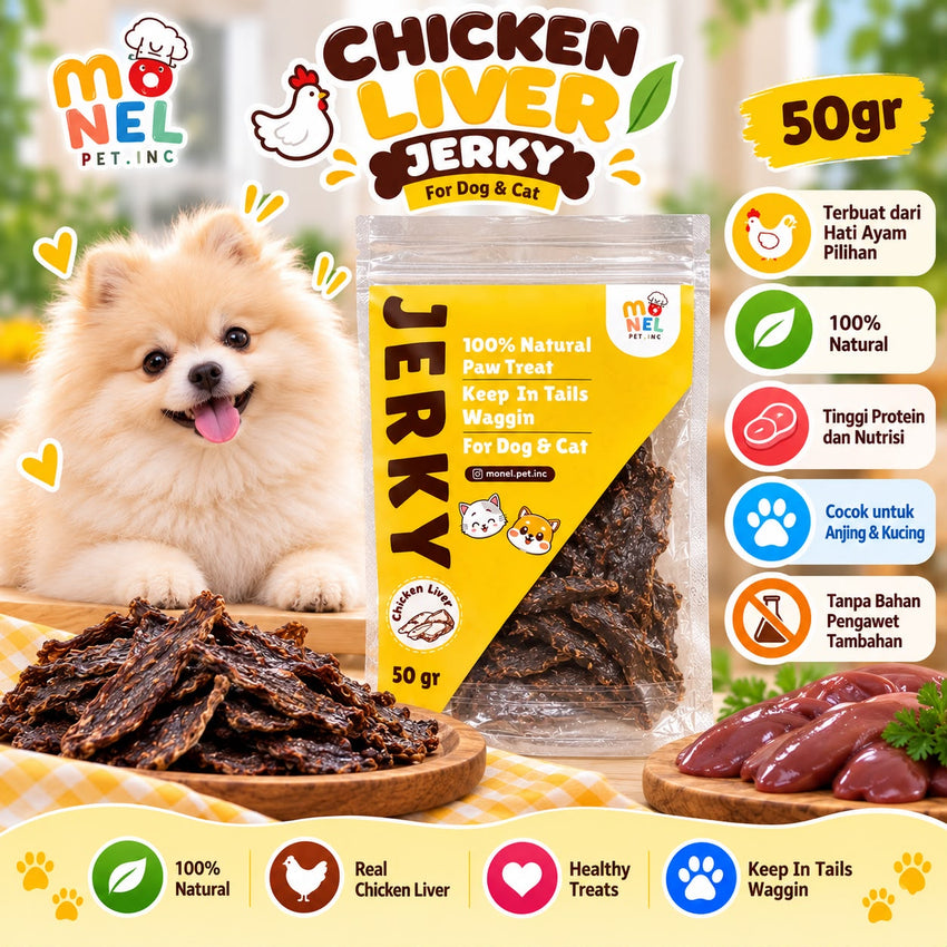 MONELPET Snack Anjing Chicken Liver Jerky 50gr
