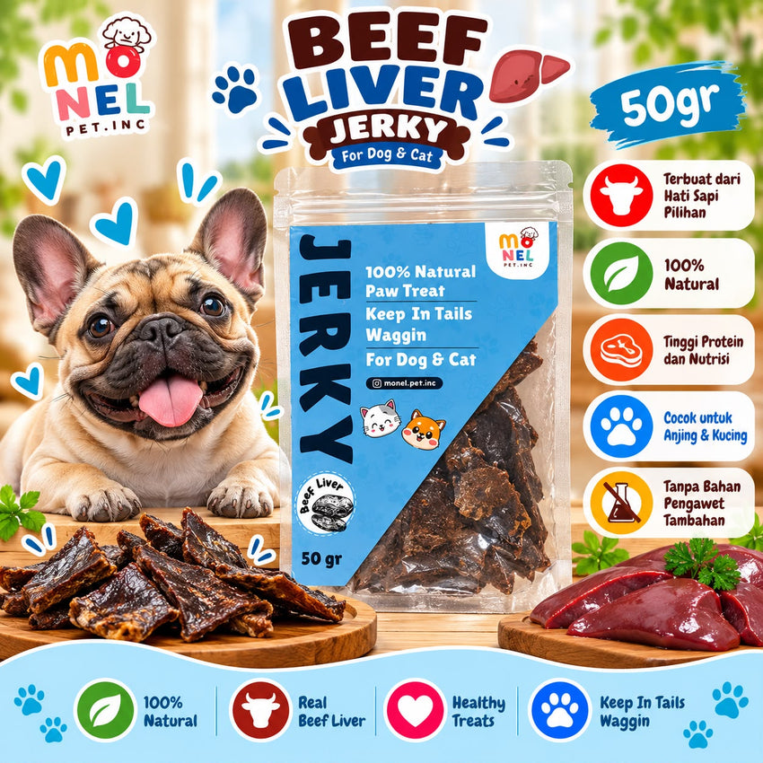 MONELPET Snack Anjing Beef Liver Jerky 50gr