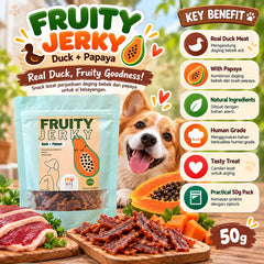 MONELPET Snack Anjing Fruity Jerky Duck Papaya 50g