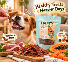 MONELPET Snack Anjing Fruity Jerky Duck Papaya 50g