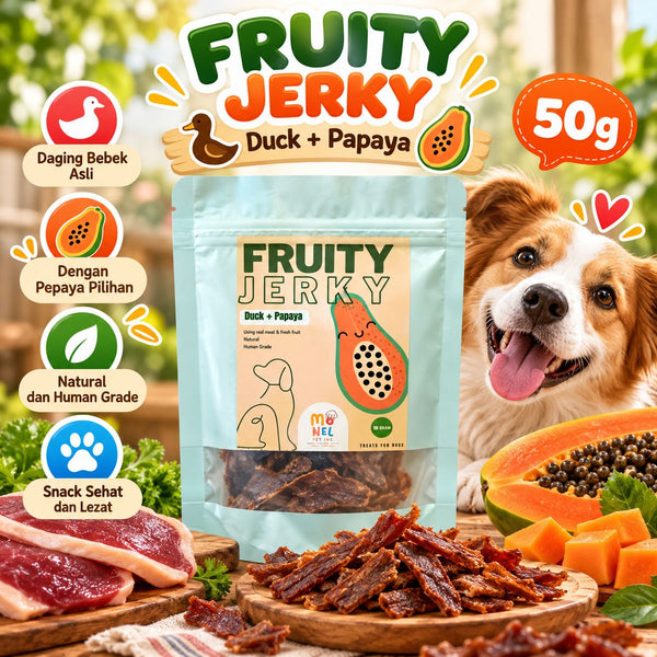 MONELPET Snack Anjing Fruity Jerky Duck Papaya 50g