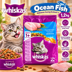 WHISKAS Makanan Kucing Dryfood 1+ Ocean Fish 1,2kg