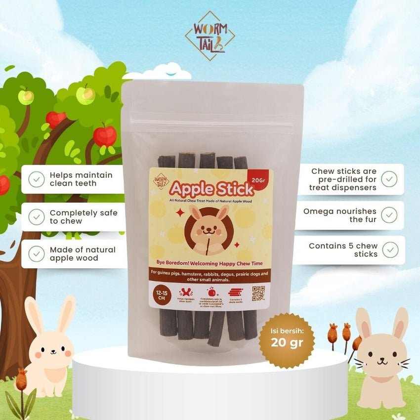WORMTAIL Mainan Hamster Kelinci Apple Stick Treat 5pcs no type Tidak ada merek 