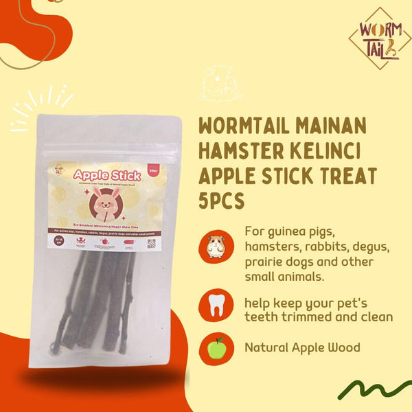 WORMTAIL Mainan Hamster Kelinci Apple Stick Treat 5pcs Small Animal Toy Pet Republic Indonesia 