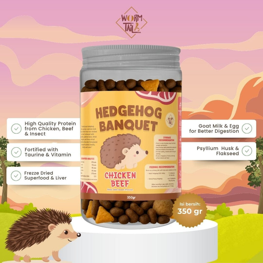 WORMTAIL Makanan Landak Mini Hedgehog Banquet Chicken Beef 350gr no type Tidak ada merek 