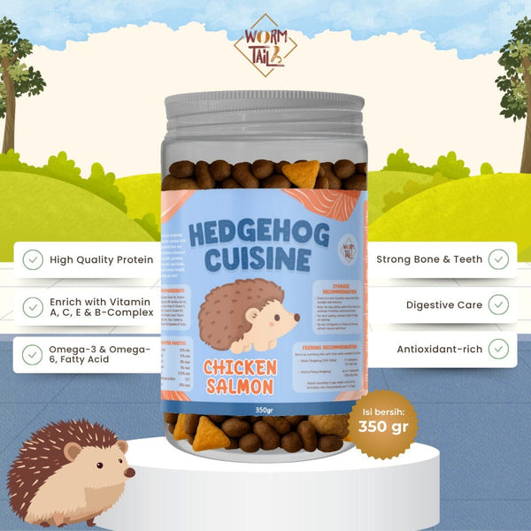 WORMTAIL Makanan Landak Mini Hedgehog Cuisine Chicken Salmon 350gr Small Animal Food Tidak ada merek 