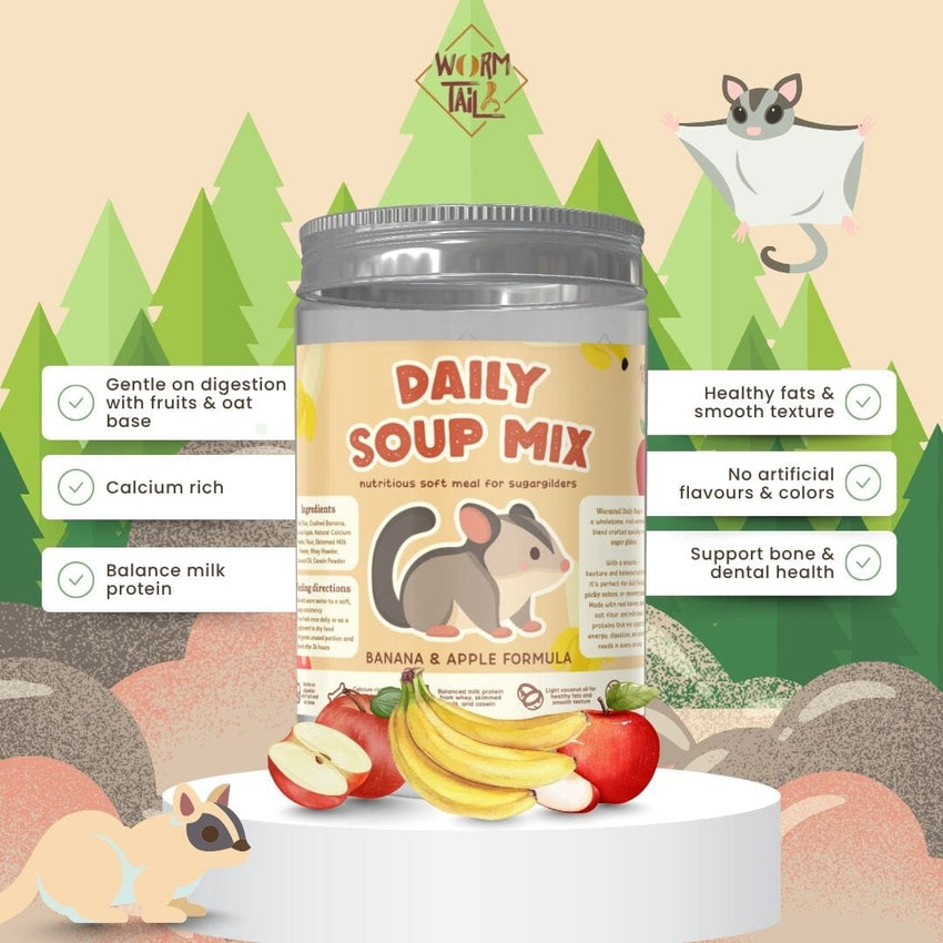 WORMTAIL Makanan Sugarglider Daily Soup Mix Apple Banana 150gr Small Animal Food Wormtail 