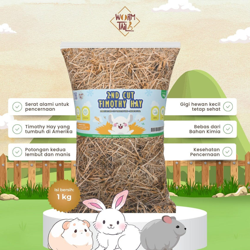 WORMTAIL Rumput Kering Premium 2nd Cut Timothy Hay 1kg no type Tidak ada merek 
