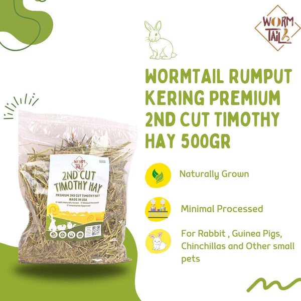 WORMTAIL Rumput Kering Premium 2nd Cut Timothy Hay 500gr Small Animal Food Pet Republic Indonesia 
