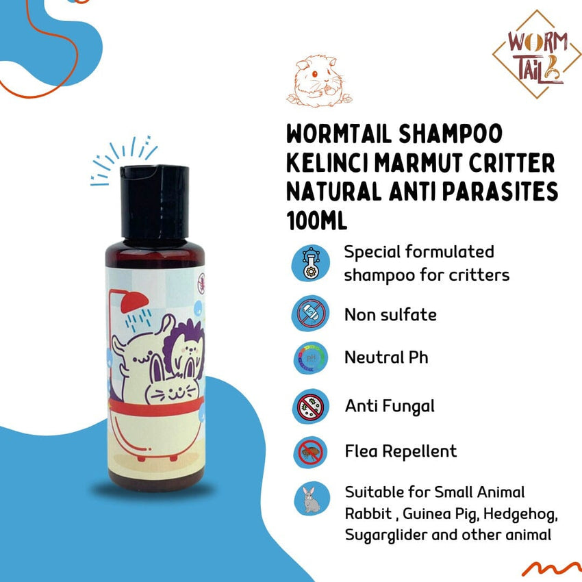 WORMTAIL Shampoo Kelinci Marmut Critter Natural Anti Parasites 100ml no type Tidak ada merek 