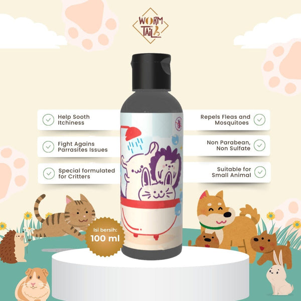 WORMTAIL Shampoo Kelinci Marmut Critter Natural Anti Parasites 100ml no type Tidak ada merek 
