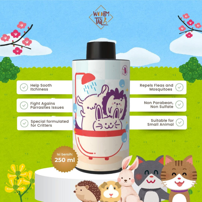 WORMTAIL Shampoo Kelinci Marmut Critter Natural Anti Parasites 250ml no type Tidak ada merek 