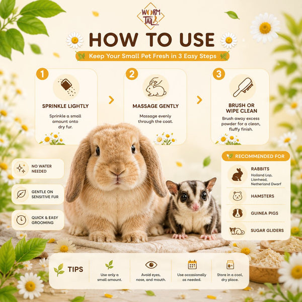WORMTAIL Shampoo Kering Dry Powder Chamomile 60gr Small Animal Supplies Tidak ada merek 