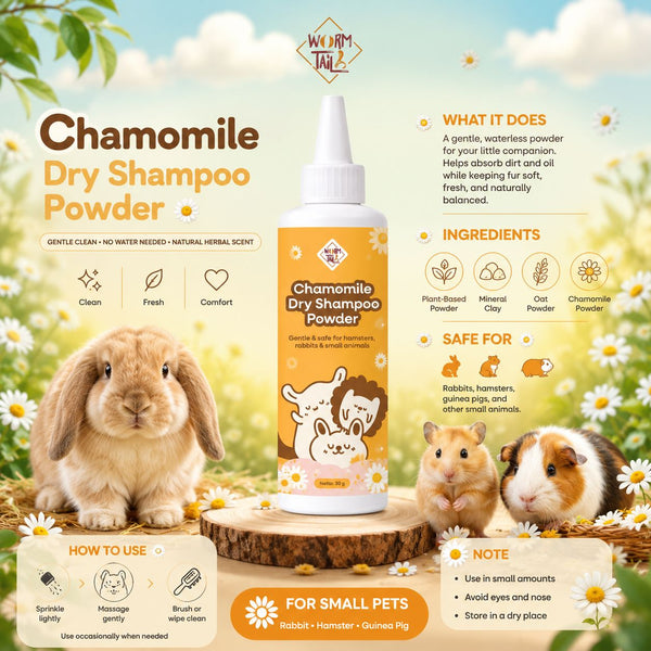 WORMTAIL Shampoo Kering Dry Powder Chamomile 60gr Small Animal Supplies Tidak ada merek 