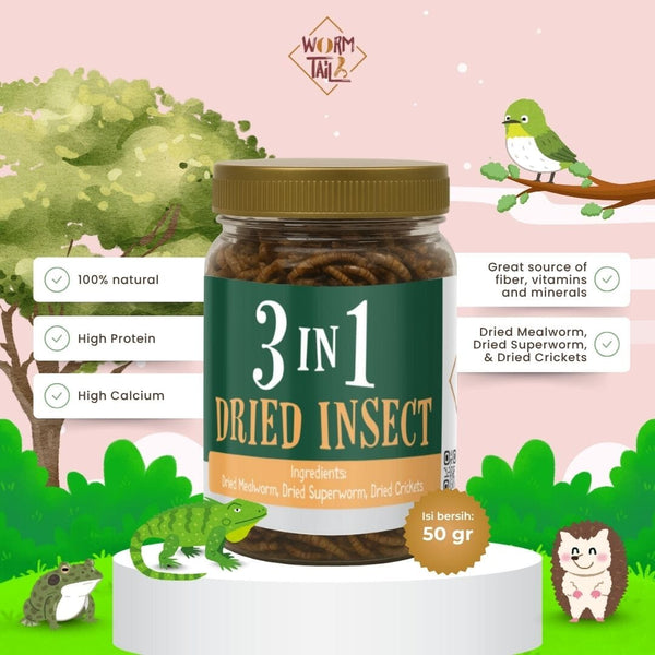 WORMTAIL Snack Hamster Burung 3in1 Dried Insect 50gr no type Tidak ada merek 