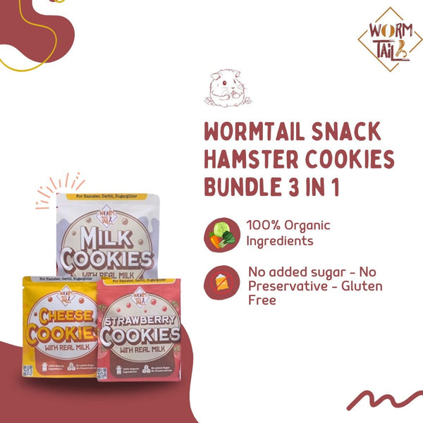 WORMTAIL Snack Hamster Cookies Bundle 3 in 1 Small Animal Snack Pet Republic Indonesia 