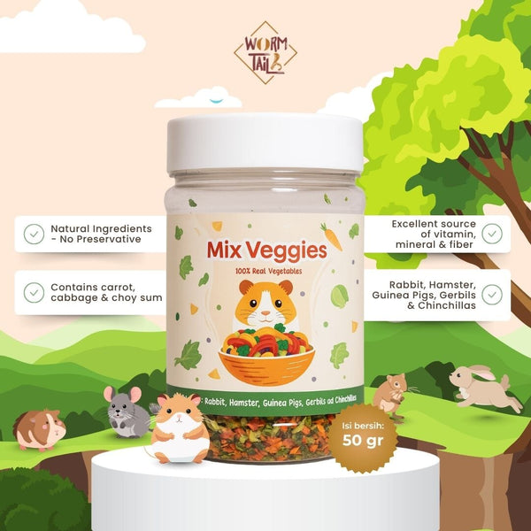 WORMTAIL Snack Hamster Dried Mix Veggies 50gr no type Tidak ada merek 