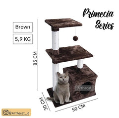 ARTHACAT Cat Tree PRIMECIA Cat House and Tree Artha Cat Tirta Surya ATS2501- Brown 