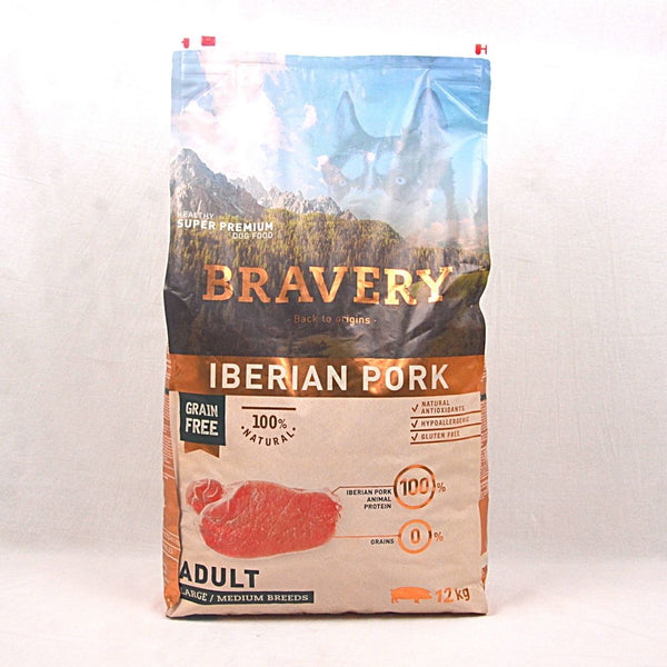 BRAVERY Medium Adult Dog IBERIAN PORK 12kg Dog Food Dry Bravery 