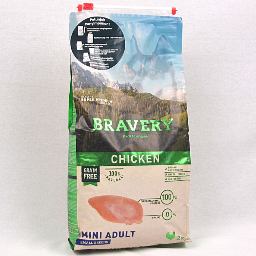 BRAVERY Mini Adult Chicken 2kg Dog Food Dry Bravery 