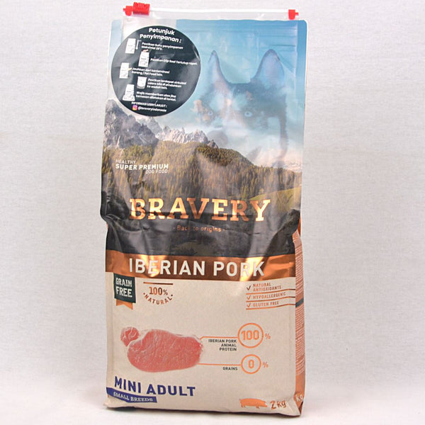 BRAVERY Mini Adult Iberian pork 2kg Dog Food Dry Bravery 