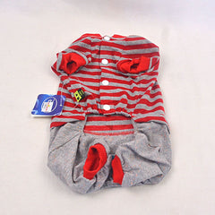Disney MK01-00039 Top With Pants Mickey Shirt Red Stripe Grey Pet Fashion Disney 