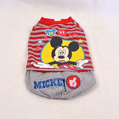 Disney MK01-00039 Top With Pants Mickey Shirt Red Stripe Grey Pet Fashion Disney S.2 