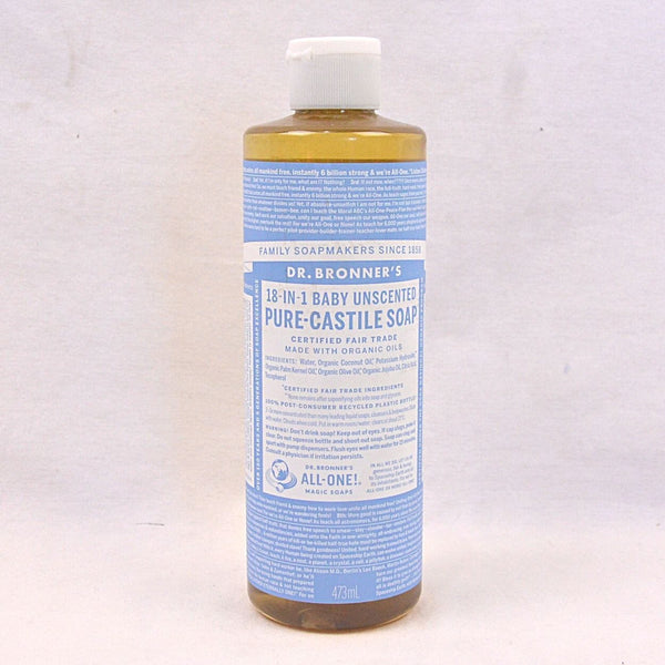 DR.Bronners Sabun Organik Castile Liquid Soap Baby Unscented 473ml Grooming Shampoo and Conditioner Dr.Bronners 