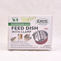 EXOTICNUTRITION Stainless Steel Feeding Dish with Clamp Small Animal Supplies Exotic Goods 