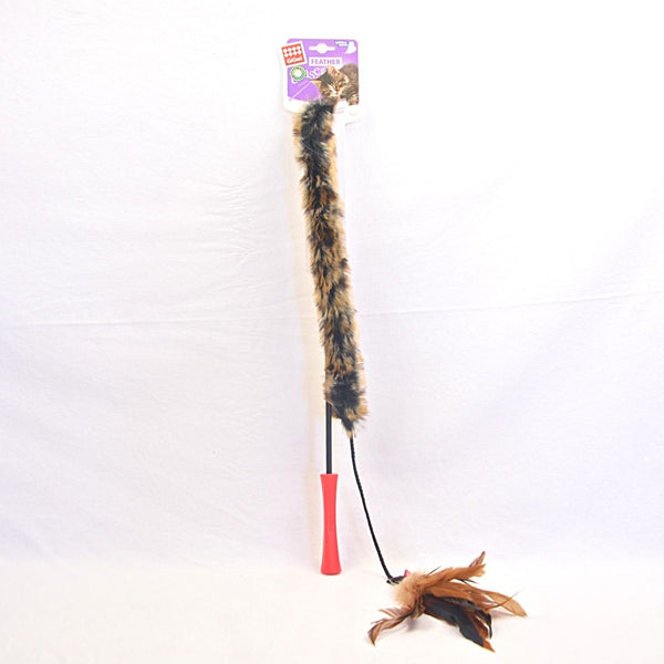 GIGWI 7014 Cat Wand Feather Teaser with Plush Tail Cat Toy Gigwi 
