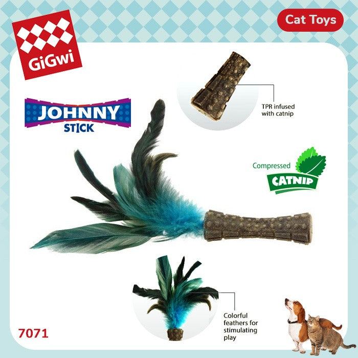 GIGWI 7071 Catnip Johnny Stick Single Side Feather Cat Toy Gigwi 