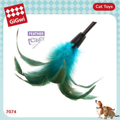 GIGWI 7074 Cat Wand Feather Teaser with Natural Feather Cat Toy Gigwi 