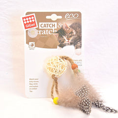 GIGWI 7273 Catch Scratch with Rattle Wood and Feather Cat Toy Gigwi 