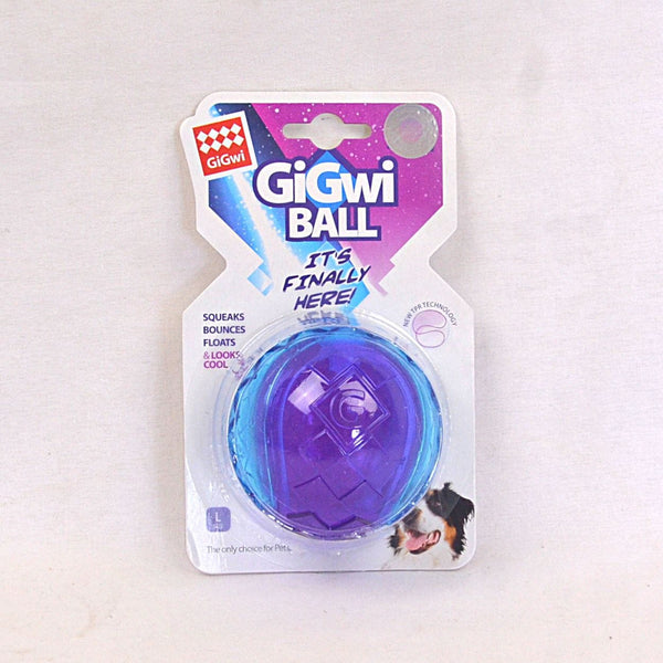 GIGWI Ball With Squeaker Transparent Purple Blue Dog Toy Gigwi L 