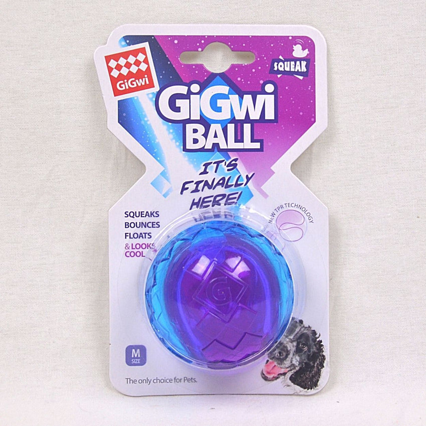 GIGWI Ball With Squeaker Transparent Purple Blue Dog Toy Gigwi M 